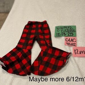 Red and Black Plaid Flare Pants